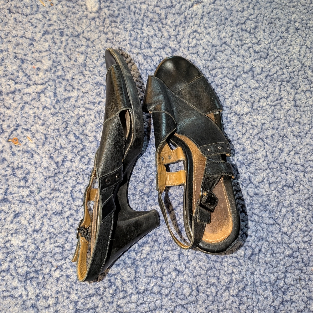 Men's Black Leather Sandals
